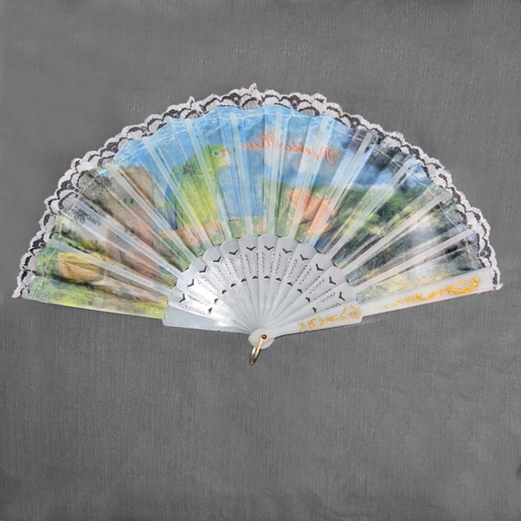 Vintage Floral "Puerto Rico" Lace-Edged Fan - Picture 6 of 6
